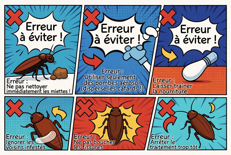 Erreurs courantes à éviter lors d'une infestation de cafards